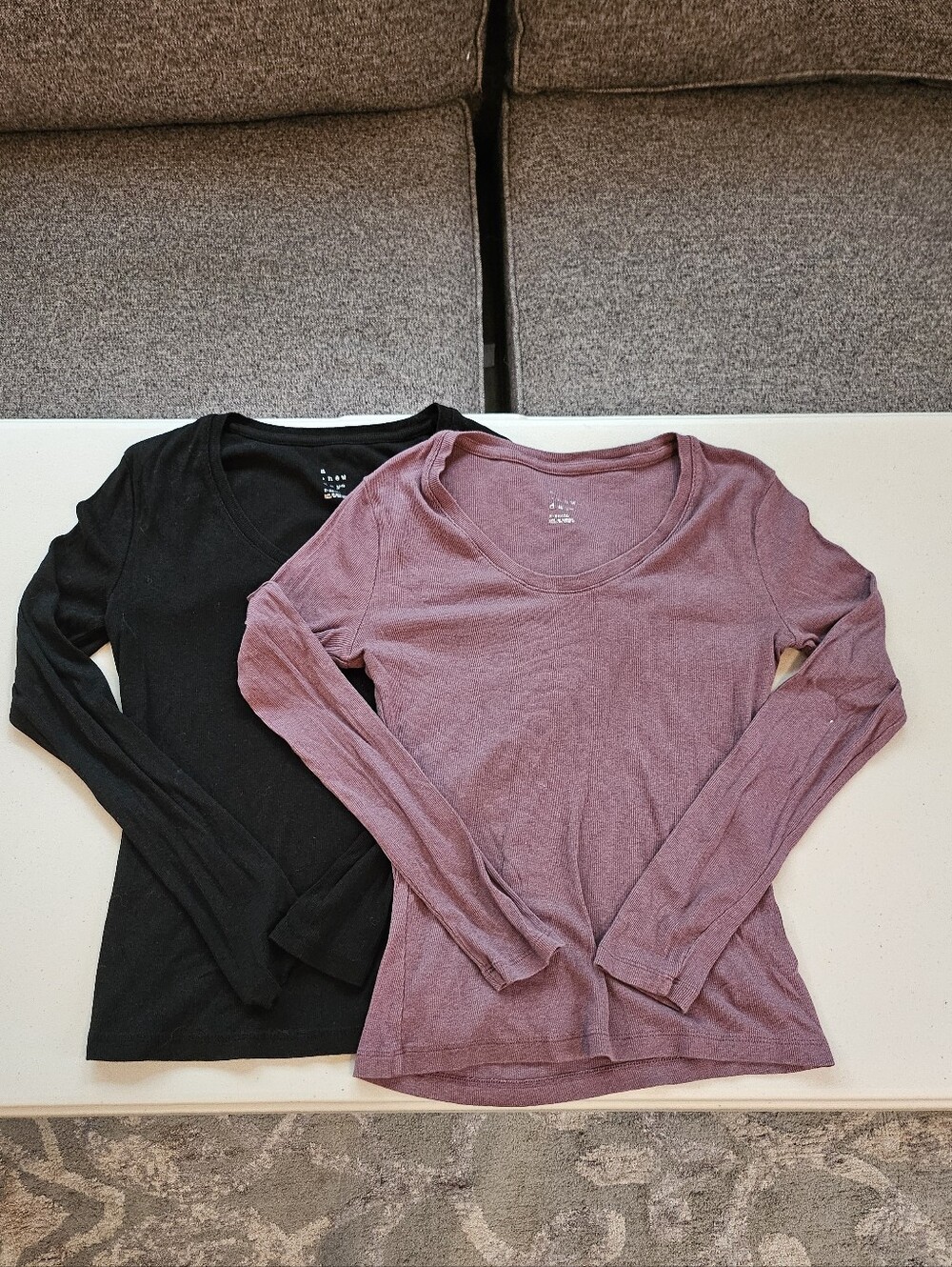 A New Day Purple and Black Ribbed Long Sleeved Shirt Women's Size X-Small